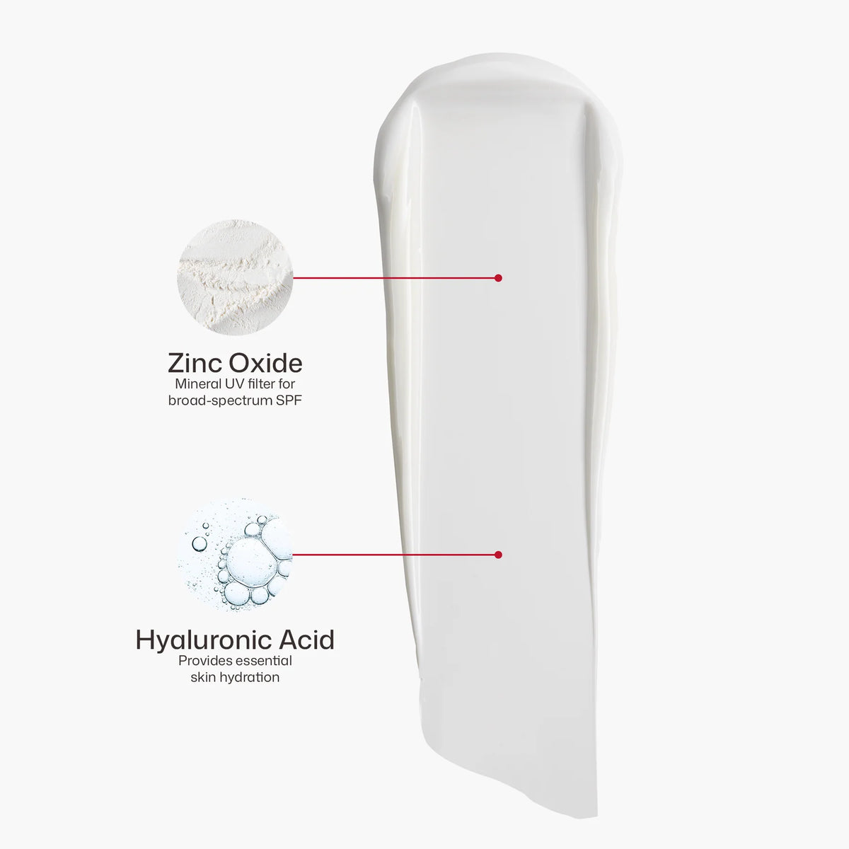 Swatch of EltaMD UV Daily Broad Spectrum SPF 40 with zinc oxide as a mineral UV filter and hyaluronic acid to provide essential skin hydration.