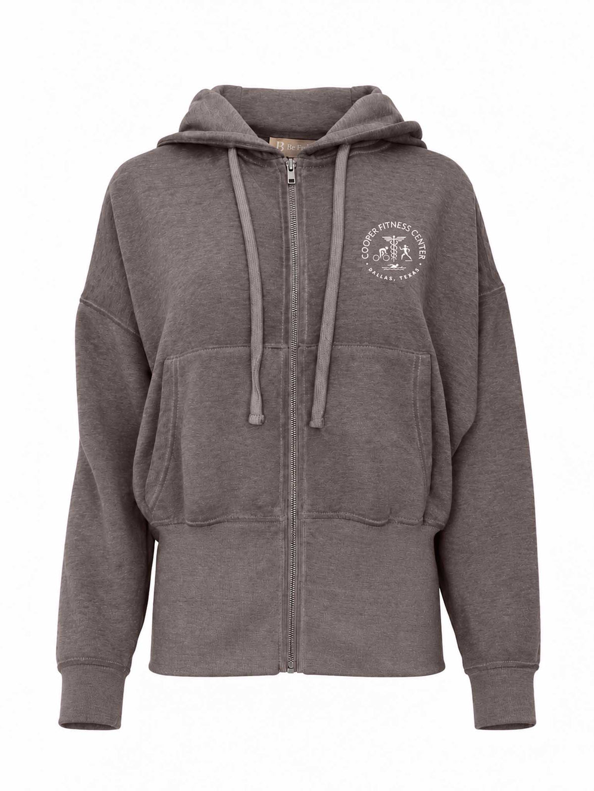 Front view of Be Fit Women's CFC Logo Fleece Hoodie in Brown.