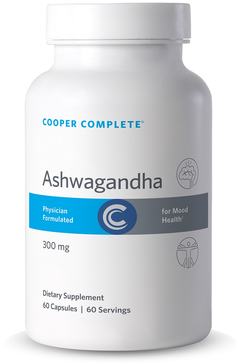 Cooper Complete Ashwagandha Supplement bottle on a white background.