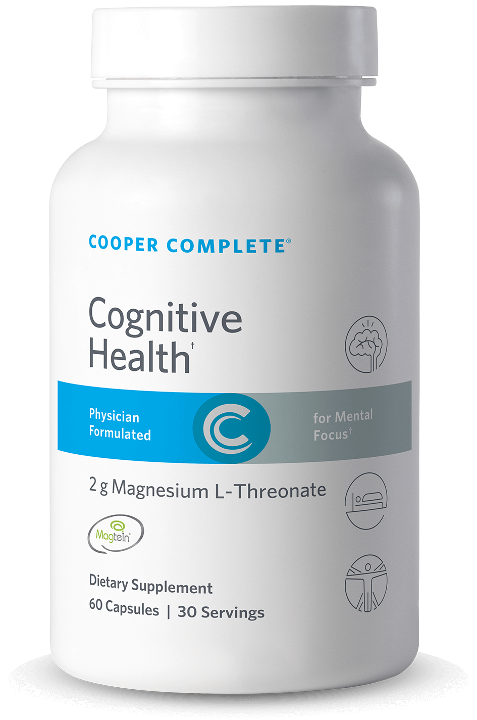 Cooper Complete Cognitive Health Magnesium L-Threonate Supplement bottle on a white background.