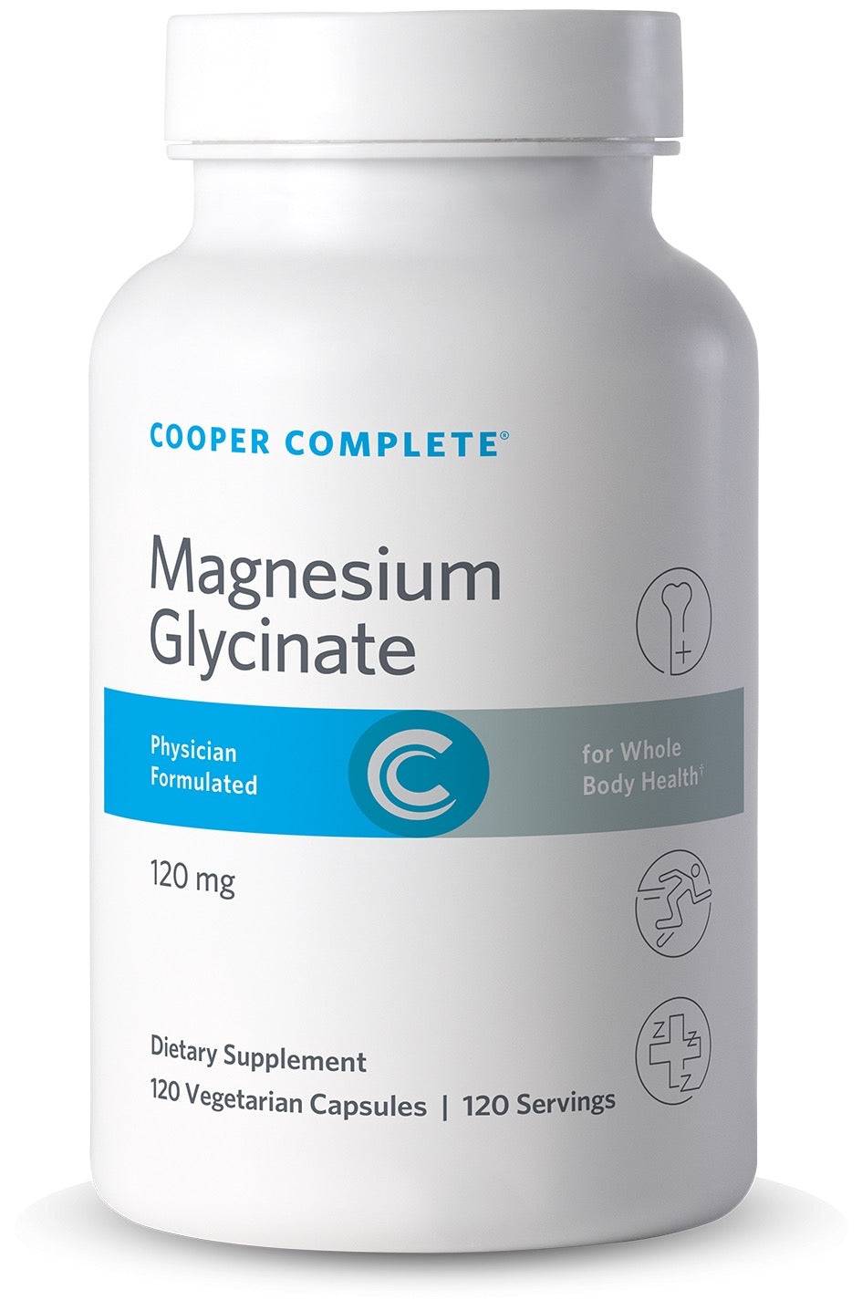Cooper Complete Magnesium Glycinate dietary supplement bottle on a white background