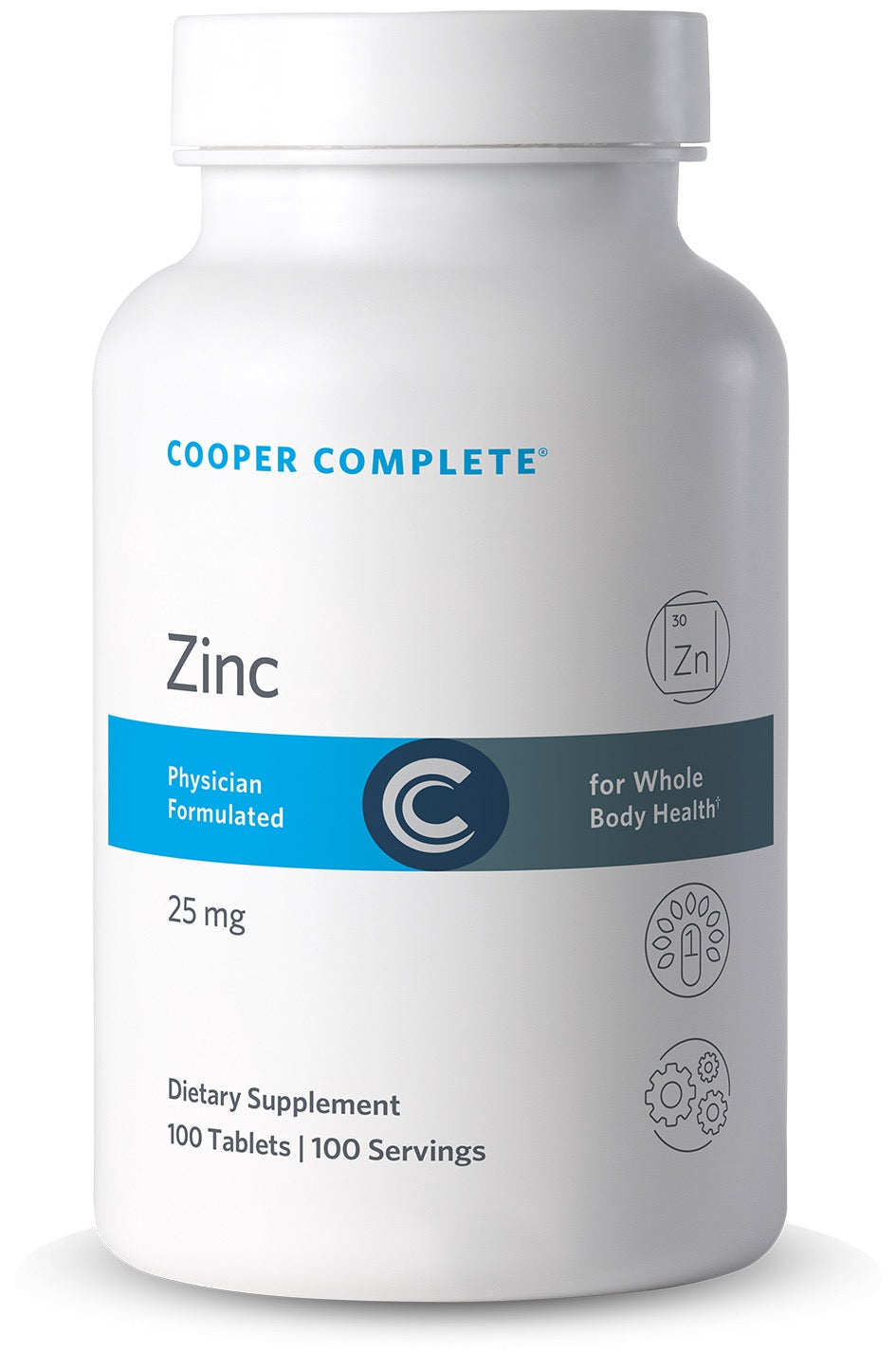 Cooper Complete Zinc supplement bottle on a white background