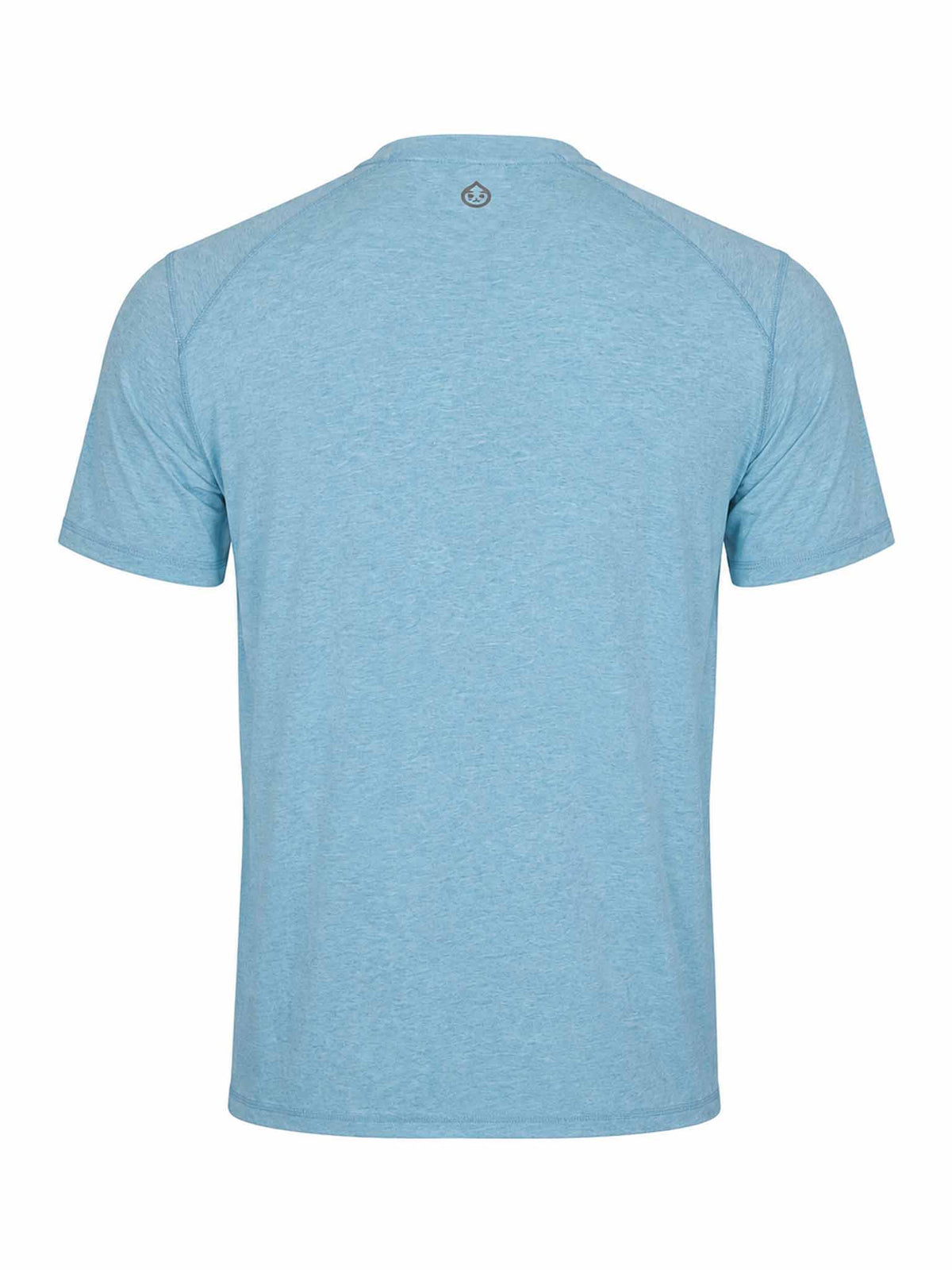 Cooper Fitness Center Carrollton Tee in Waterfall Heather, back view with small silver Tasc logo at the neckline.