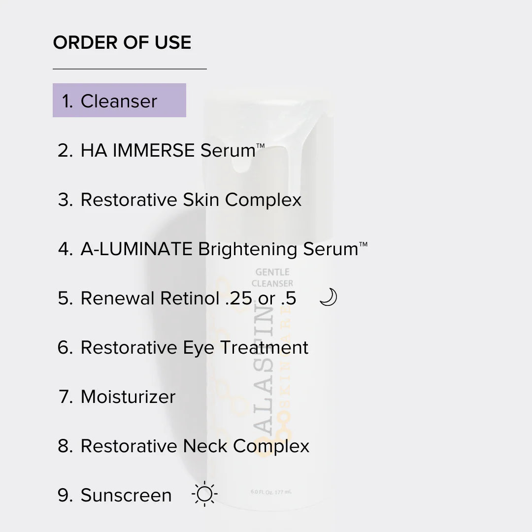 Use Alastin Gentle Cleanser as step one of your skincare routine to remove impurities and leave a clean finish.