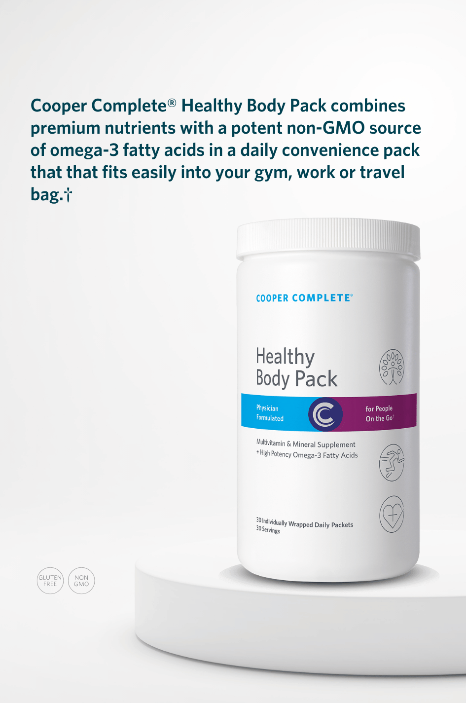 Cooper Complete Healthy Body Pack Canister with key product benefits.