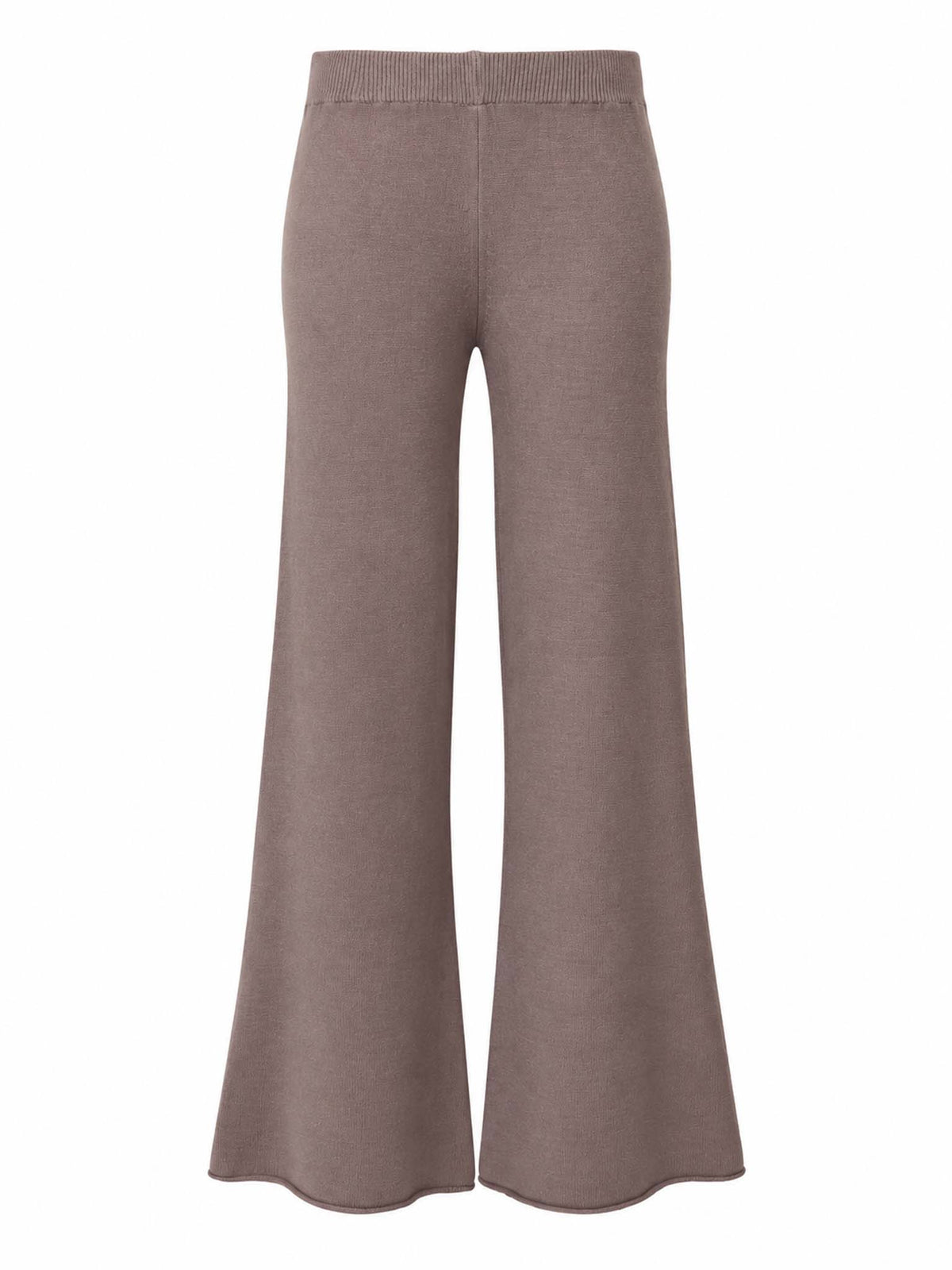 Front view of Be Fit women's Knit Cozy Flared Pant in Taupe.