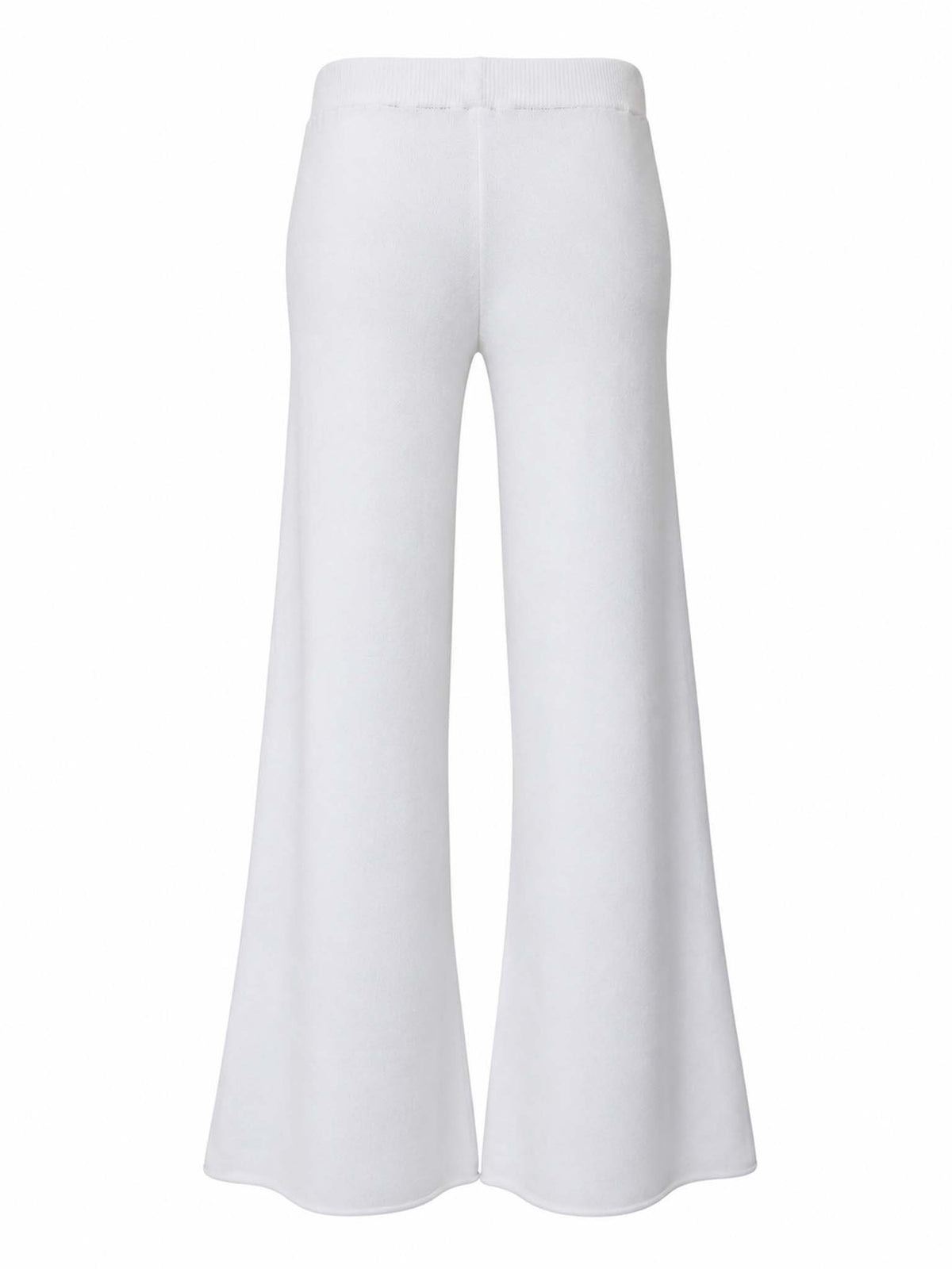 Back view of Be Fit women's Knit Cozy Flared Pant in White.
