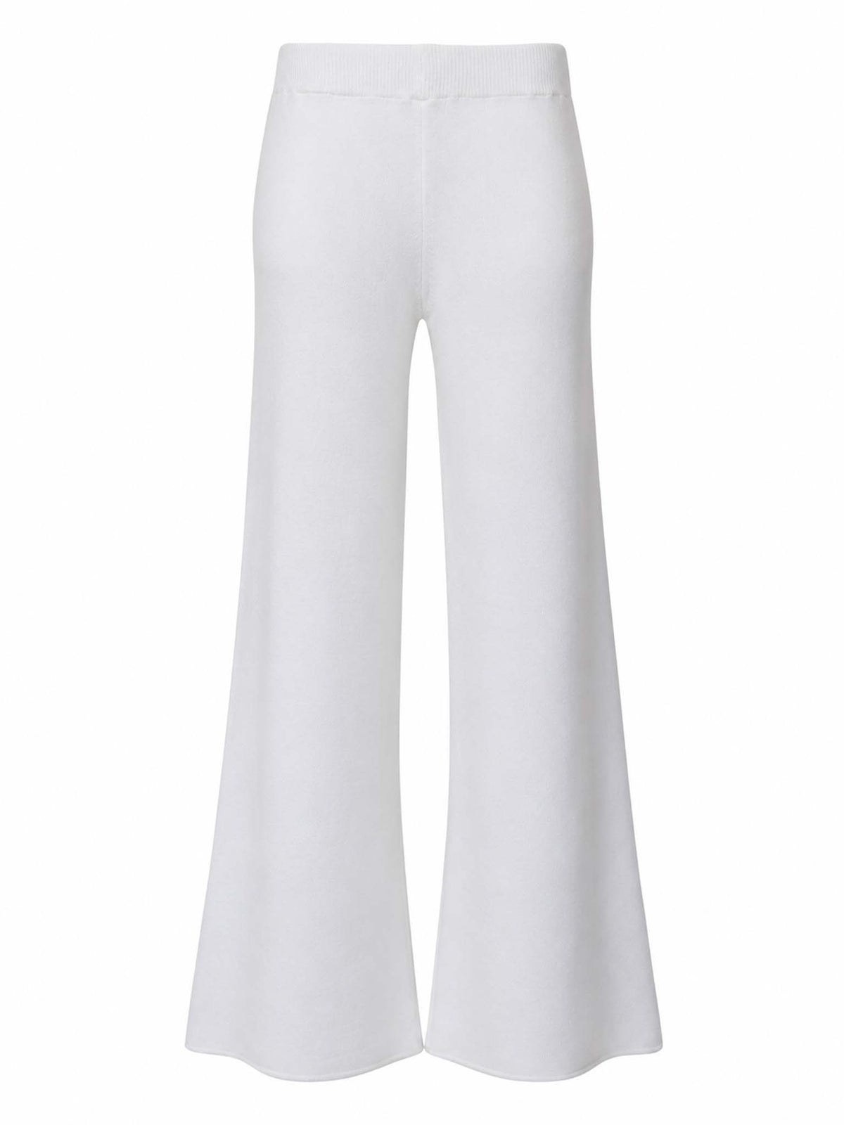 Front view of Be Fit women's Knit Cozy Flared Pant in White.