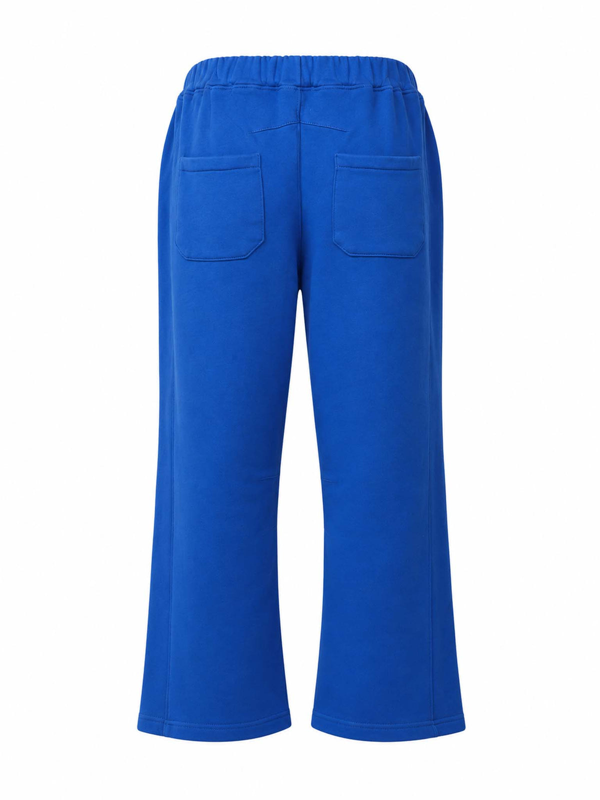 Back view of Be Fit women's Malibu Air Cotton Barrel Lounge Pants in Deep Indigo.