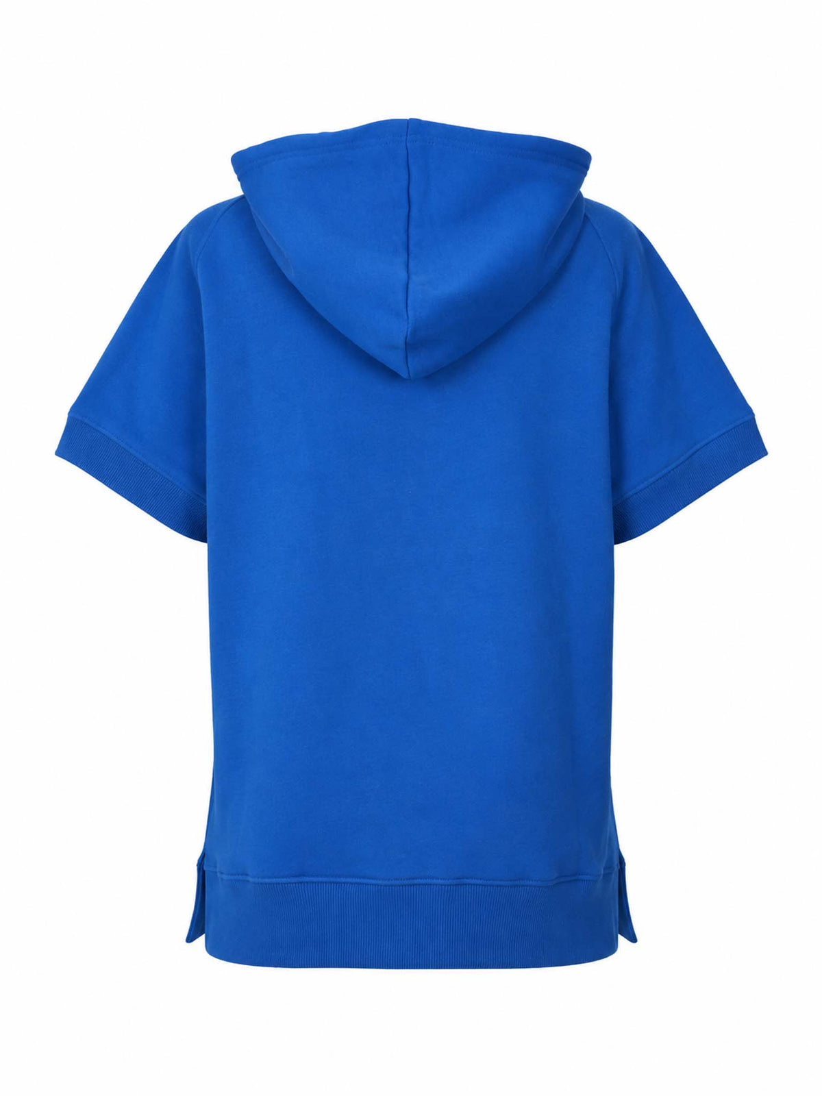 Back view of Be Fit women's Malibu Summit Short Sleeve Half-Zip Hoodie in Deep Indigo.
