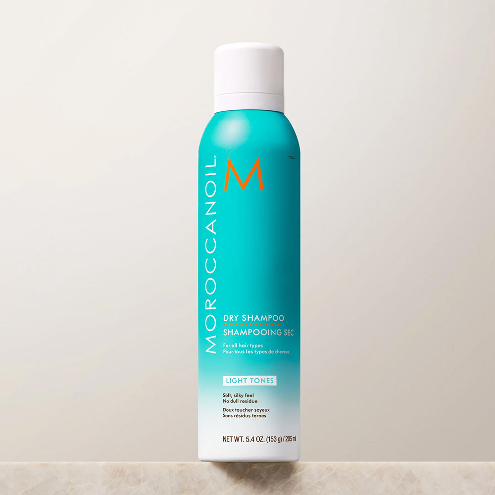 Turquoise can of Moroccanoil Dry Shampoo for Light Tones for all hair types, 5.4 oz.