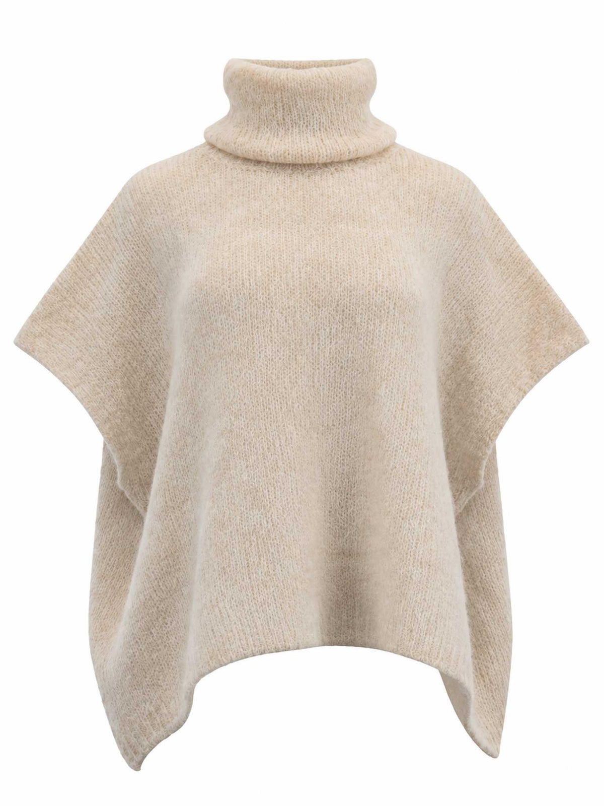 Front view of Be Fit women's Turtleneck Sleeveless Knit Sweater Vest in Cream.