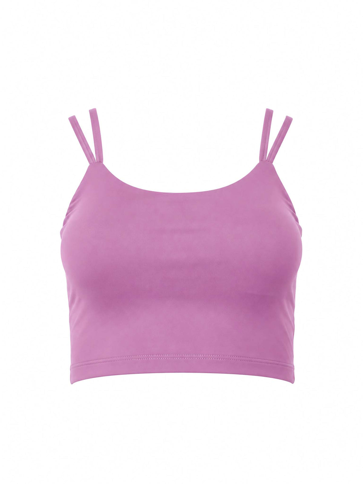 Front view of Be Fit women's Venice Cloud Light Criss Cross Sports Bra in Mulberry.