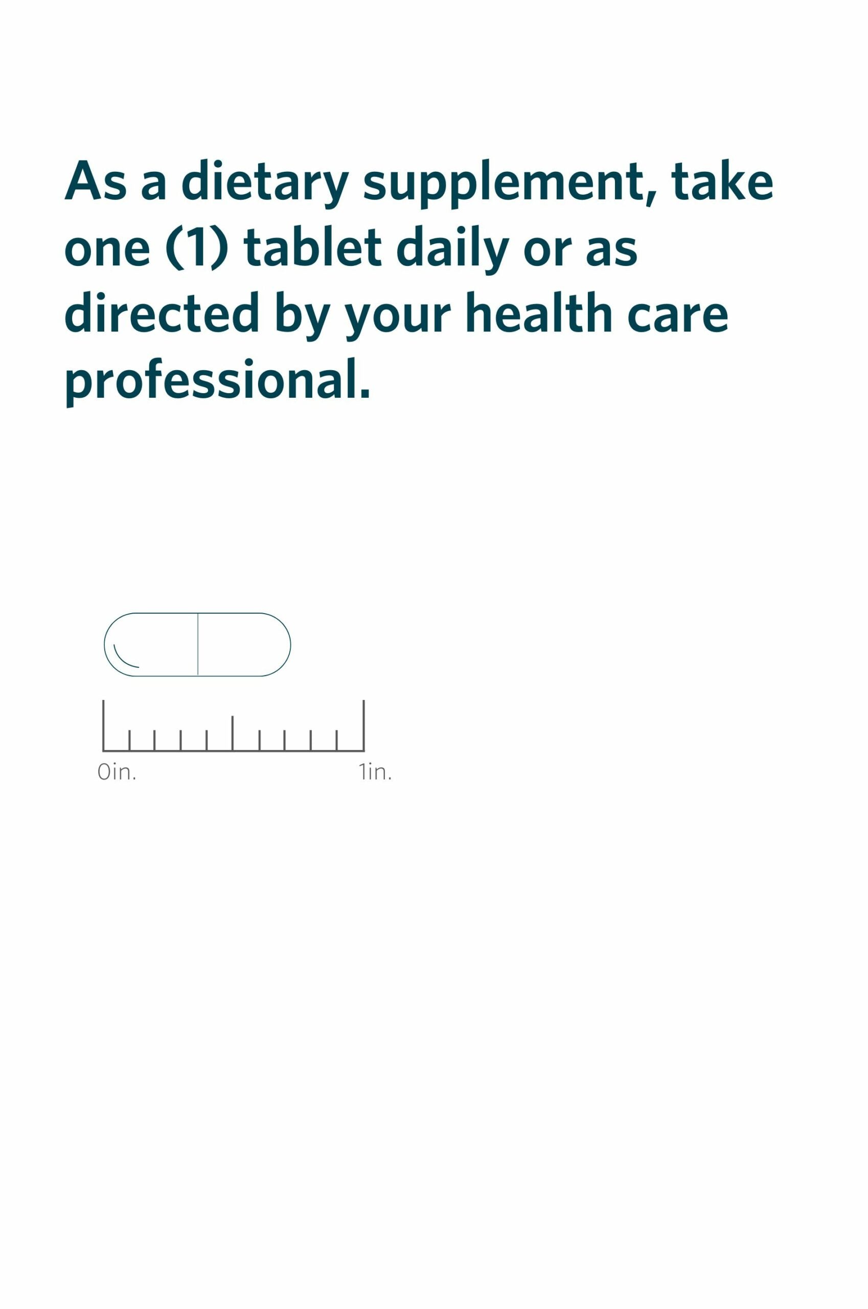 Serving directions and actual-size illustration for Cooper Complete Zinc supplement.