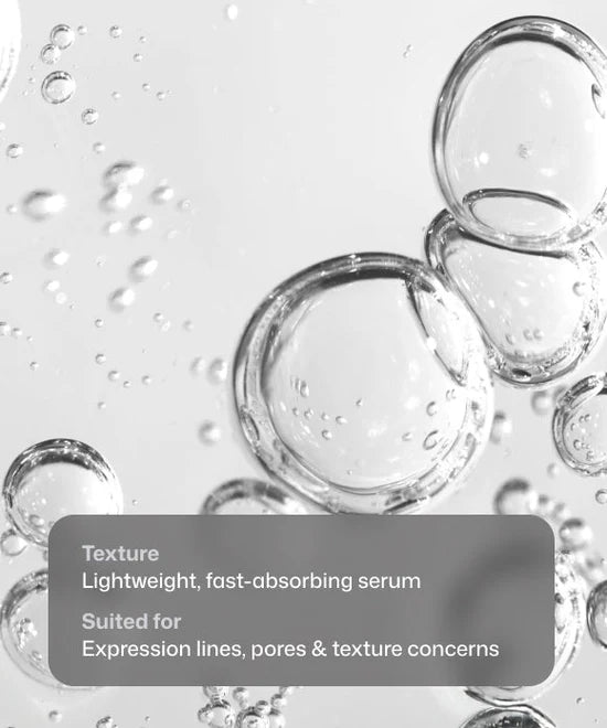 Close up of lightweight, fast-absorbing Revision Skincare Revox Line Relaxer serum suited for expression lines, pores and texture concerns.
