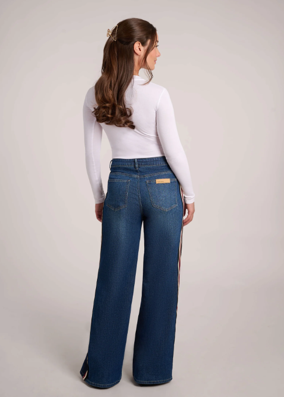 Back view of the Carina High Rise jeans showing two back pockets and the wide-leg silhouette.
