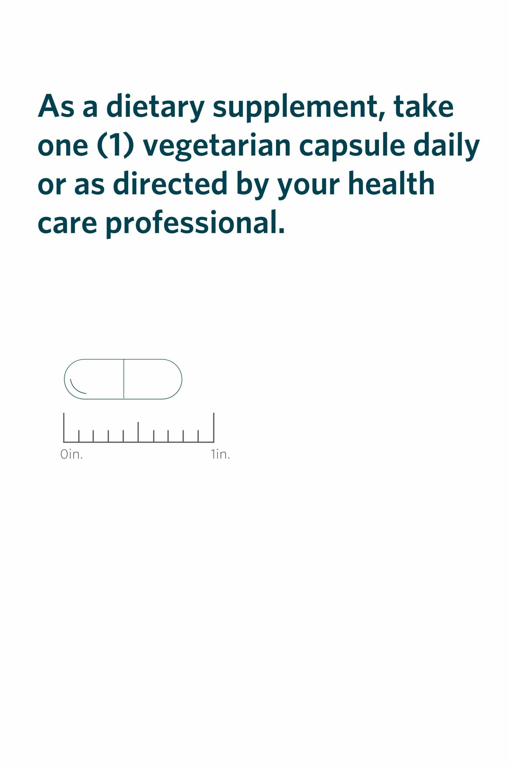 Serving directions and actual-size illustration for Cooper Complete Advanced B Complex supplement.