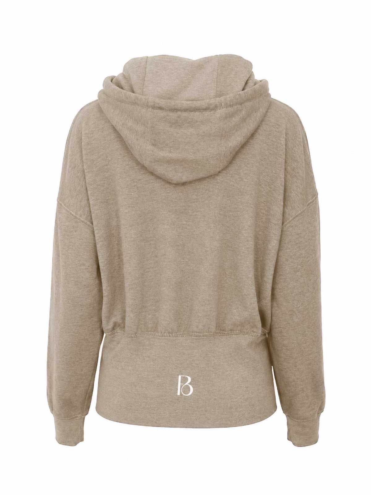 Back view of Be Fit Women's CFC Logo Fleece Hoodie in Natural. 