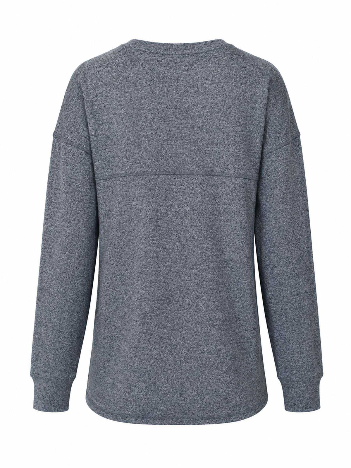 Back view of Be Fit women's Brushed Crew Neck Long Sleeve Top in Grey. 