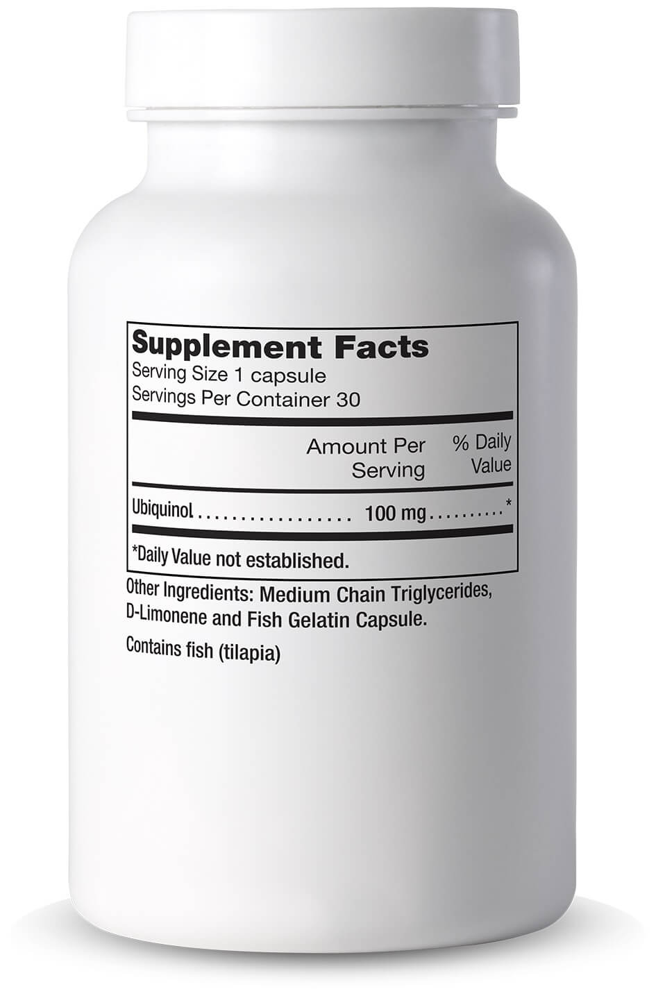 Cooper Complete 100 mg CoQ10-Ubiquinol Supplement bottle with label showing 'Supplement Facts' on a white background