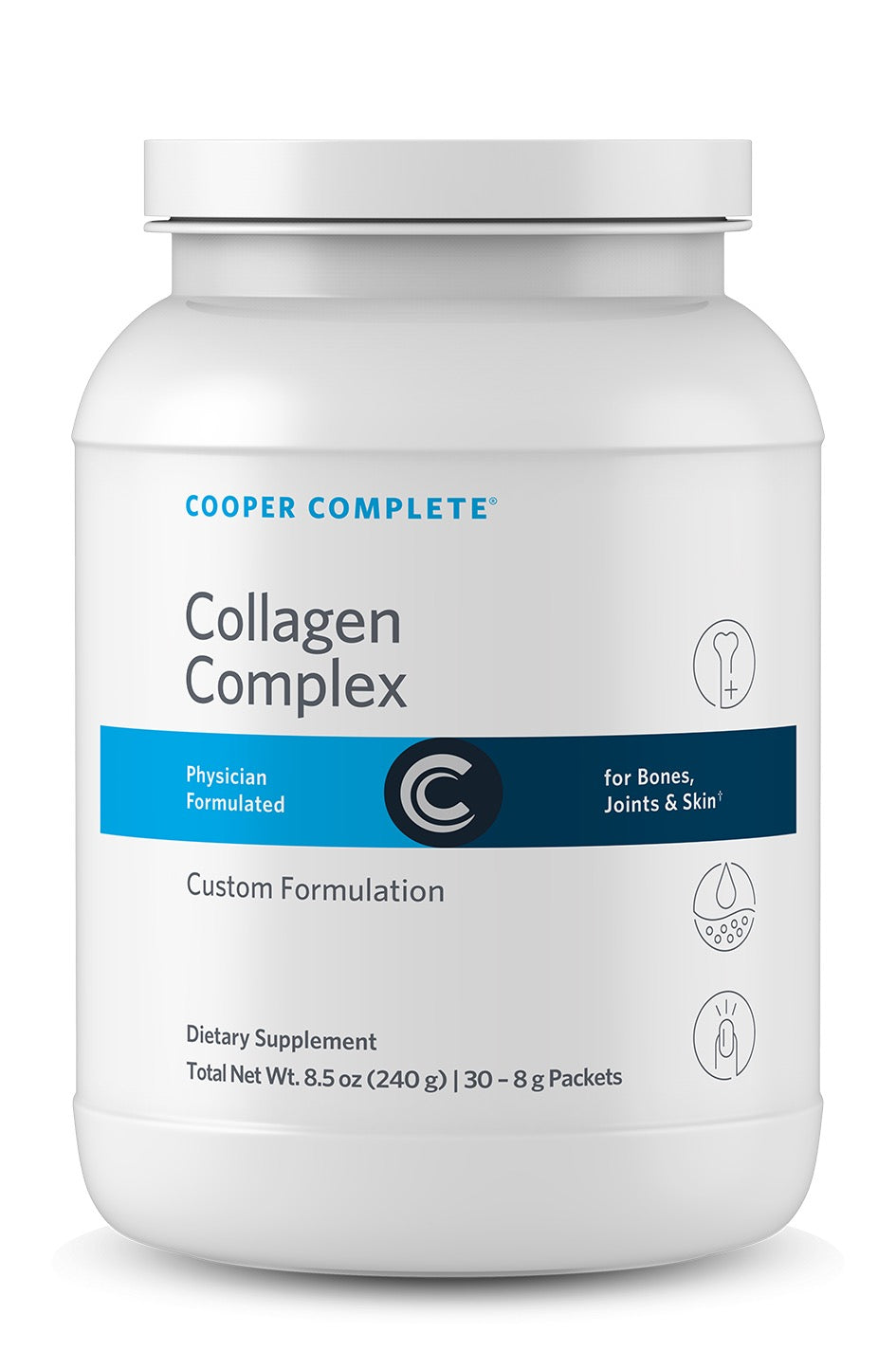 Cooper Complete Collagen Complex Stick Pack Canister on a white background