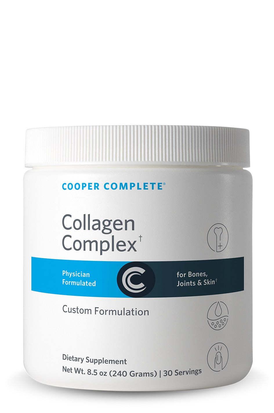 Cooper Complete Collagen Complex supplement canistetr on a white background