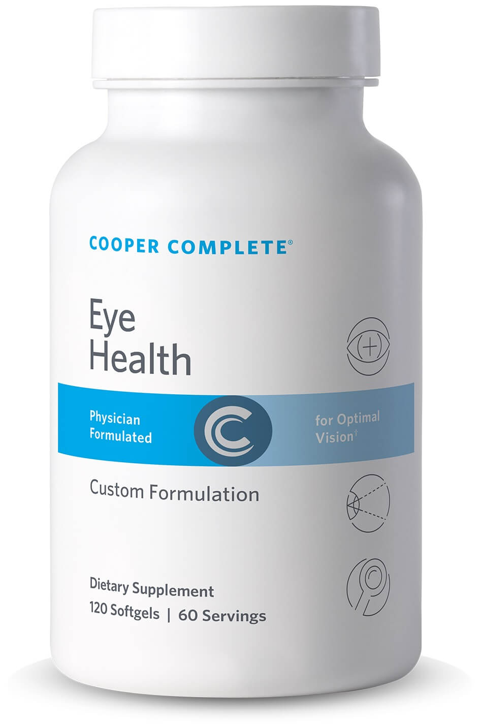 Cooper Complete Eye Health dietary supplement bottle on a white background