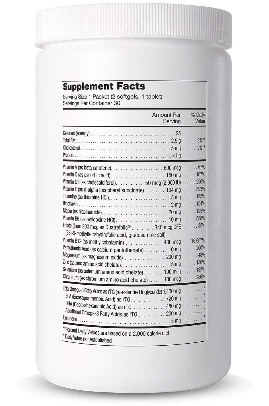 Cooper Complete Healthy Body Pack  Supplement canister with label showing 'Supplement Facts' on a white background
