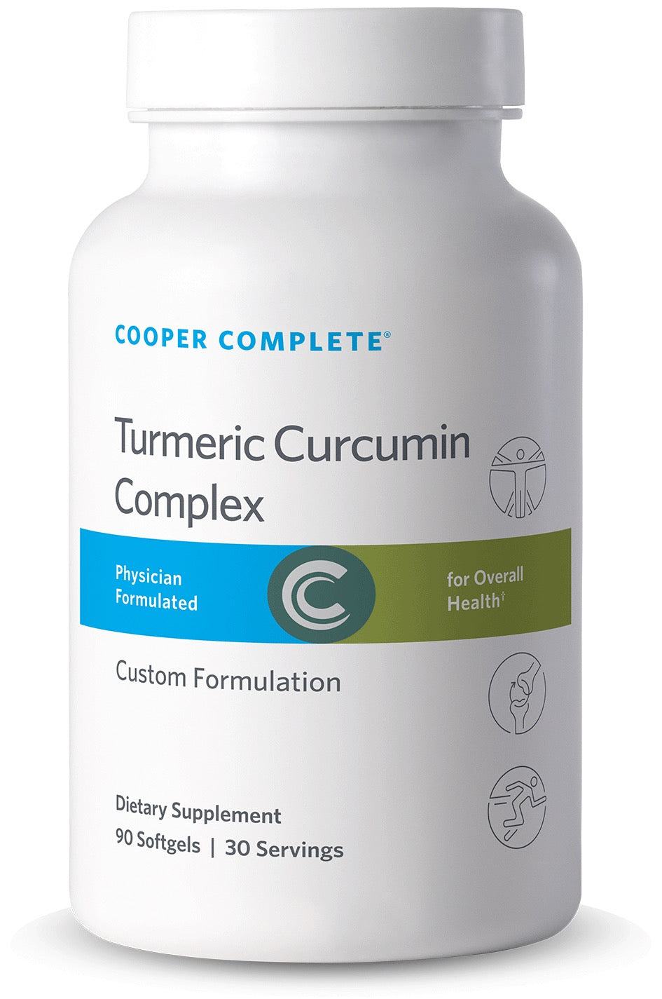 Cooper Complete Turmeric Curcumin Complex supplement bottle on a white background.
