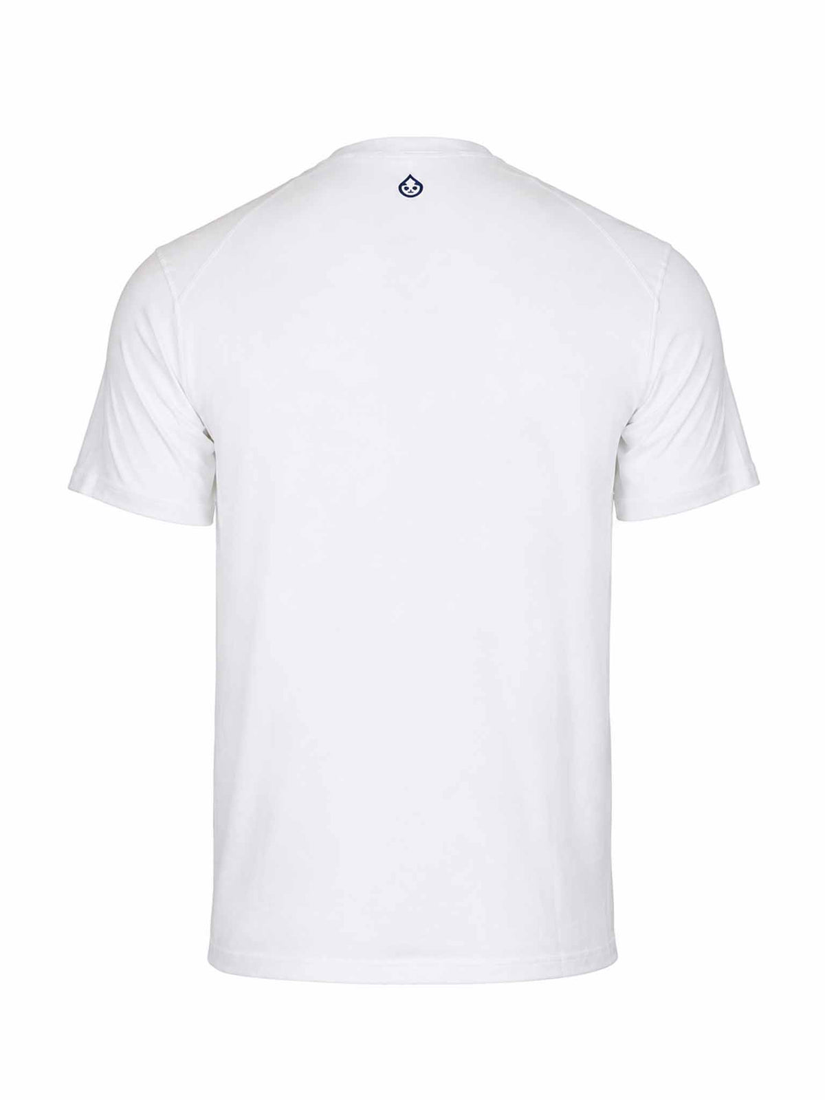 Cooper Fitness Center Carrollton Tee in White, back view with small navy Tasc logo at the neckline.