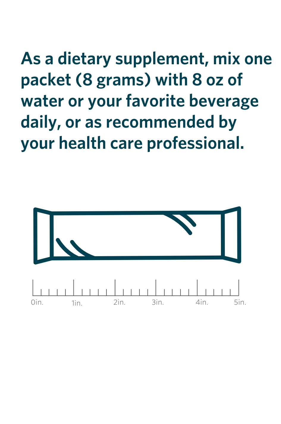 Serving directions and actual-size illustration for Cooper Complete Collagen Complex Pack supplement.