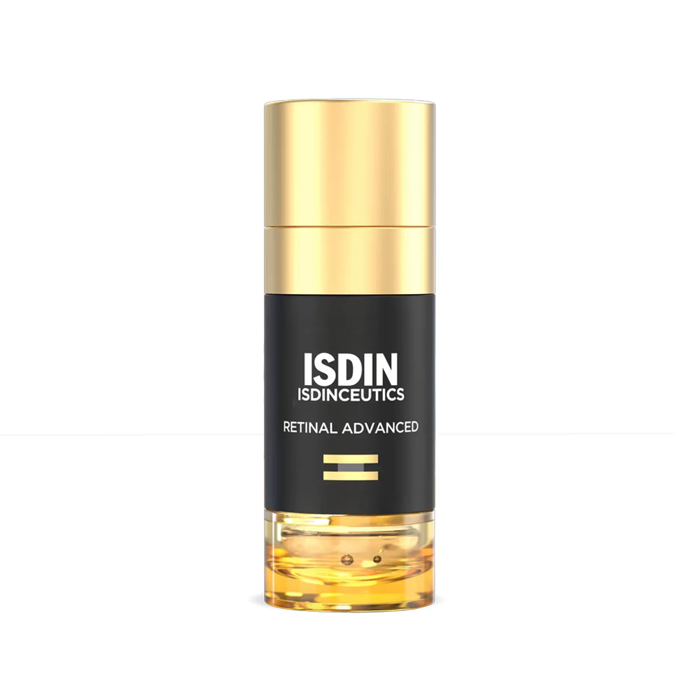 A gold bottle of ISDIN ISDINCEUTICS Retinal Advanced.