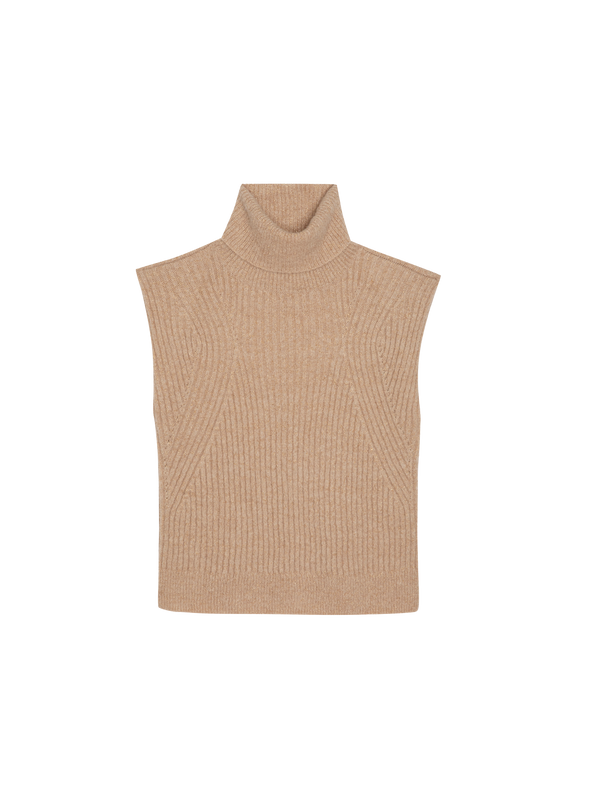 Nation Los Angeles Isha Turtleneck Tank in Shiny Moonbeam on a white background.