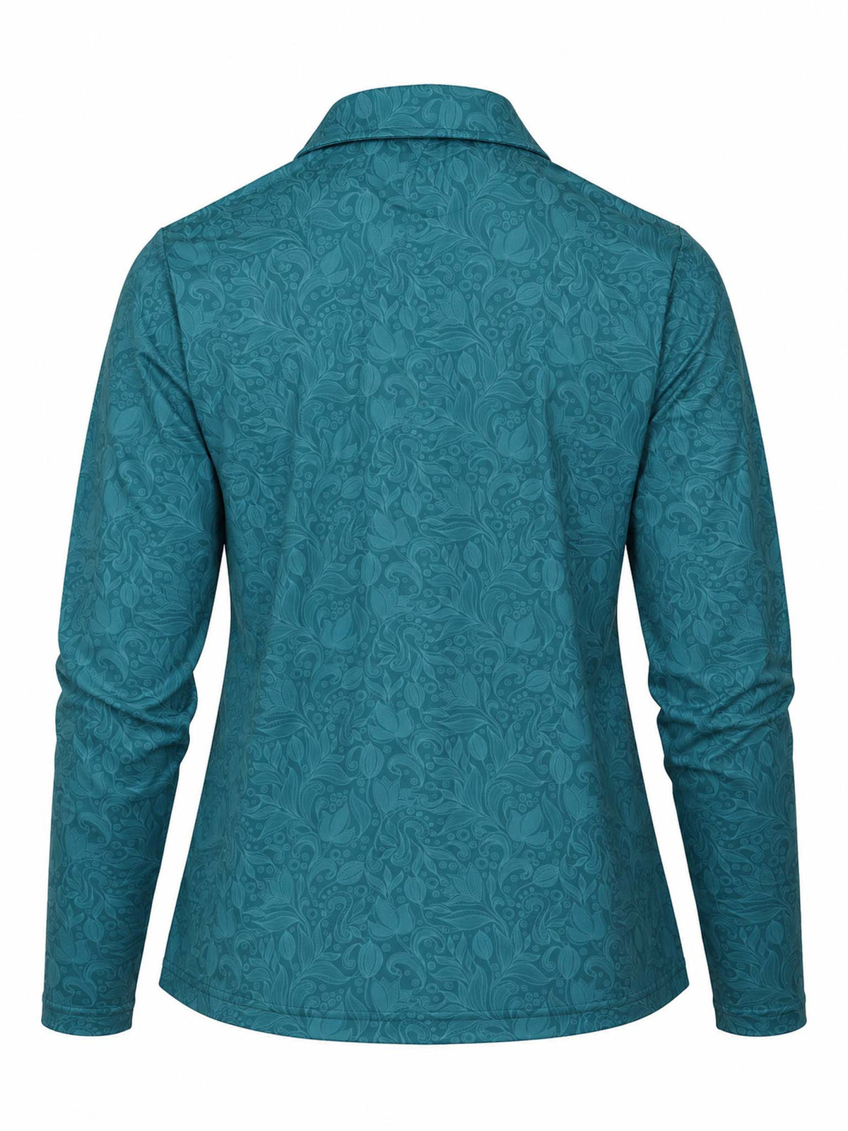 Back view of the Be Fit women's Jazz Tonal Print Sunshirt in Jasper. 