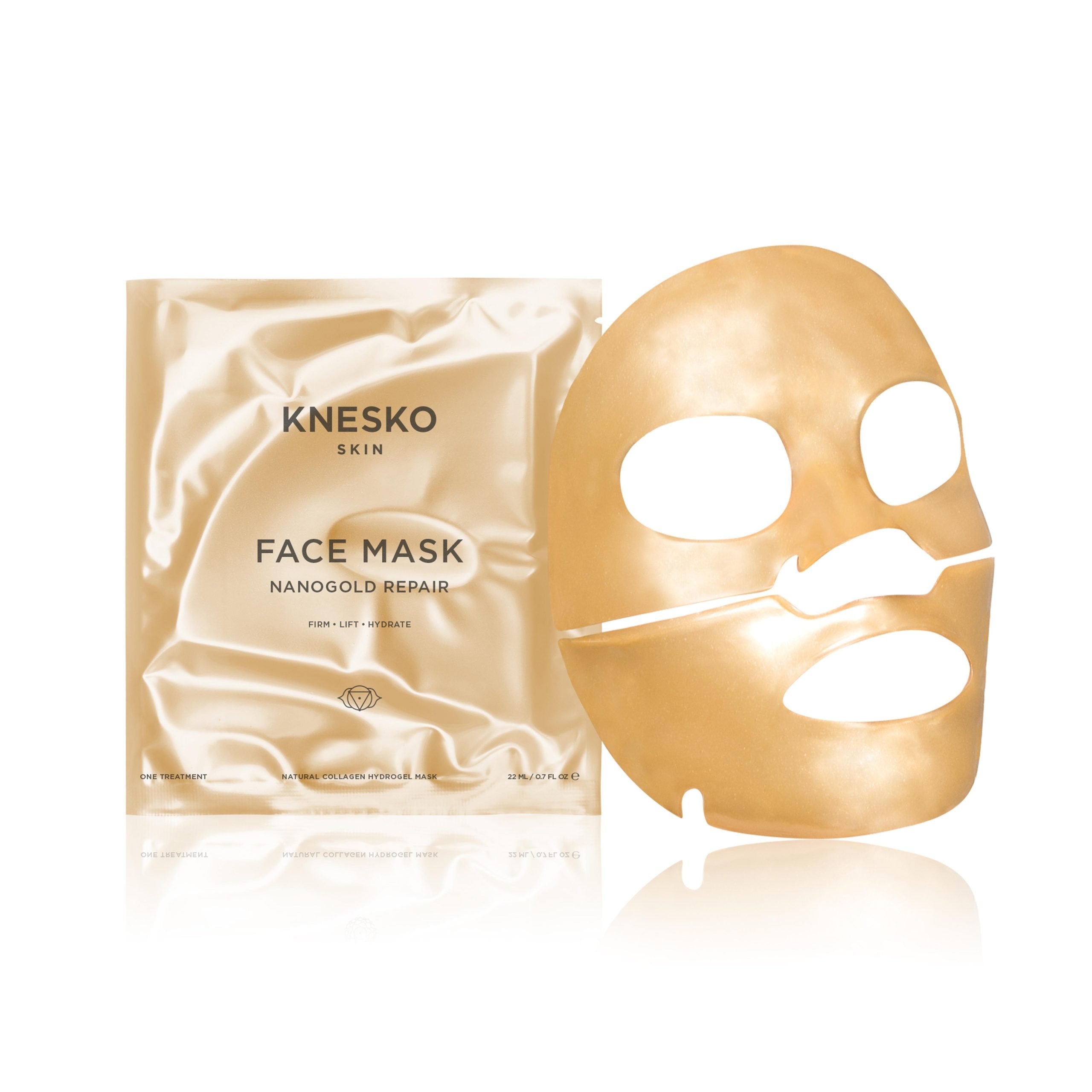 KNESKO Skin Face Mask Nanogold Repair hydrogel sheet mask for firming, lifting, and hydrating skin.