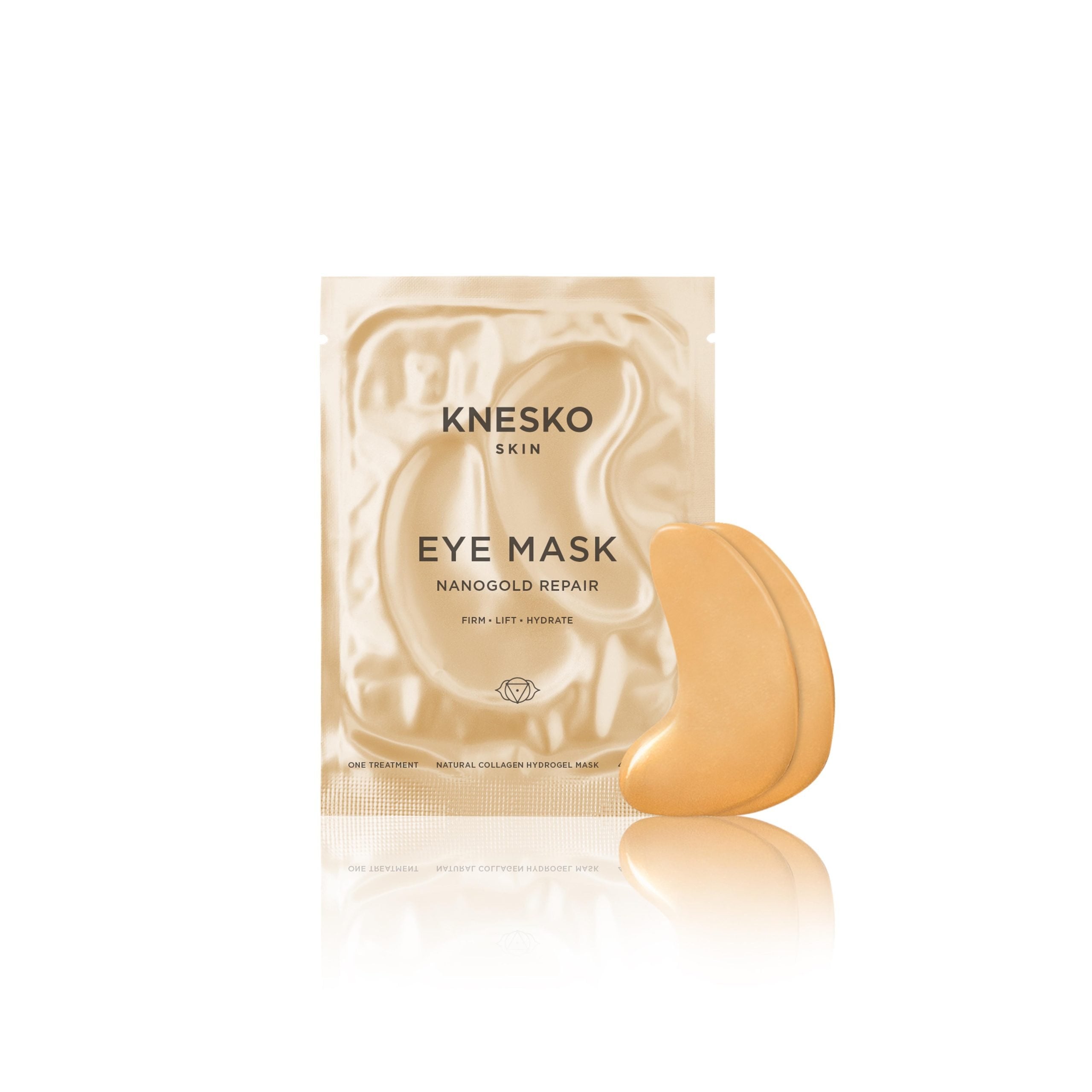 KNESKO Skin Eye Mask Nanogold Repair hydrogel under-eye masks for firming, lifting, and hydrating the under-eye area.