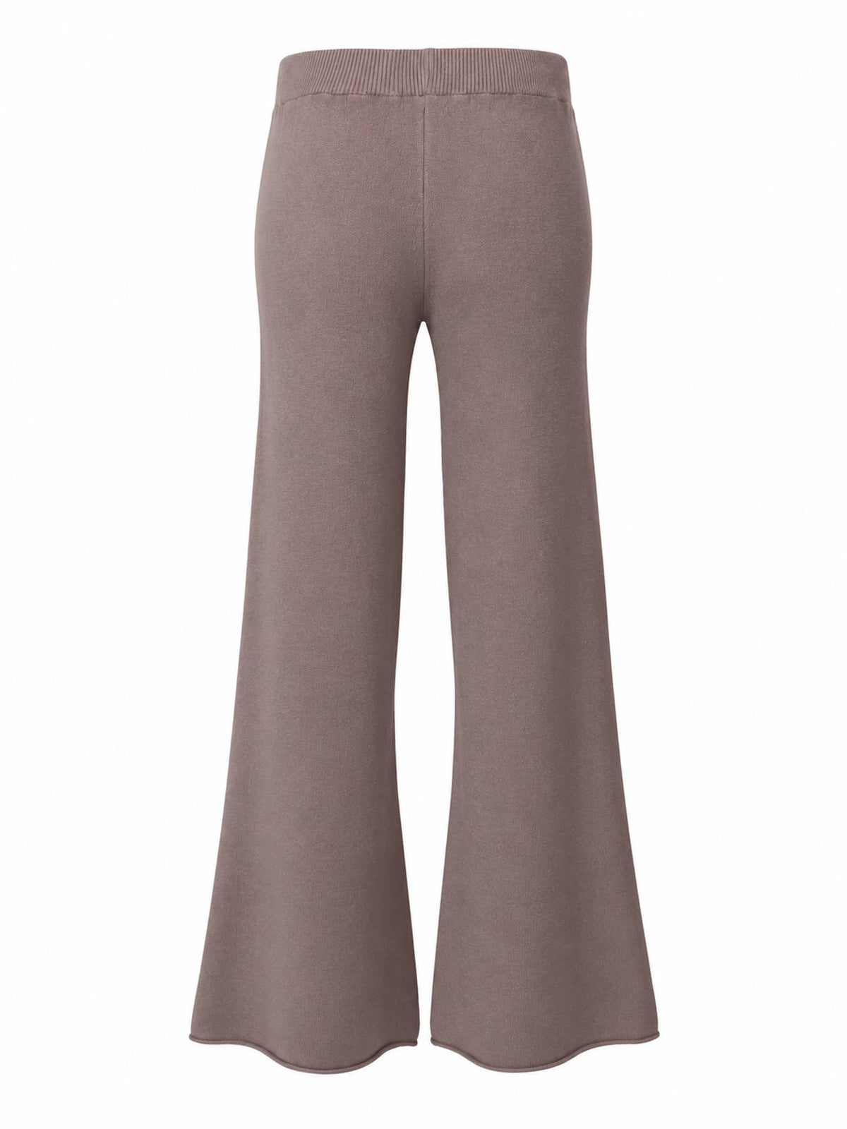 Back view of Be Fit women's Knit Cozy Flared Pant in Taupe. 