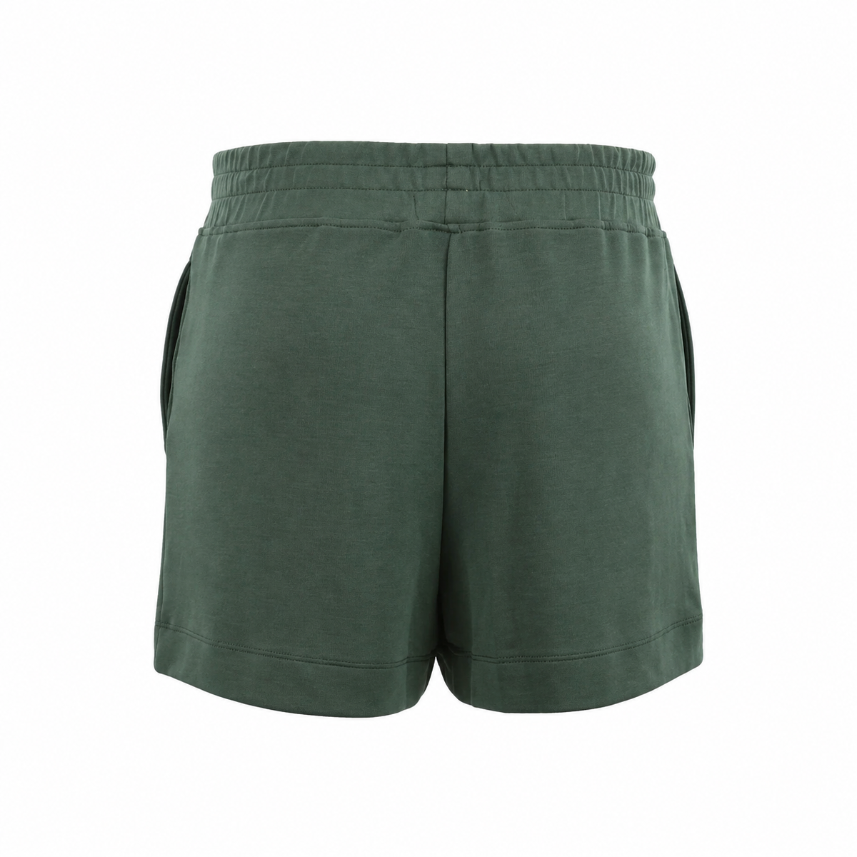 Back view of Be Fit Laguna Lounge Shorts in Deep Forest. 
