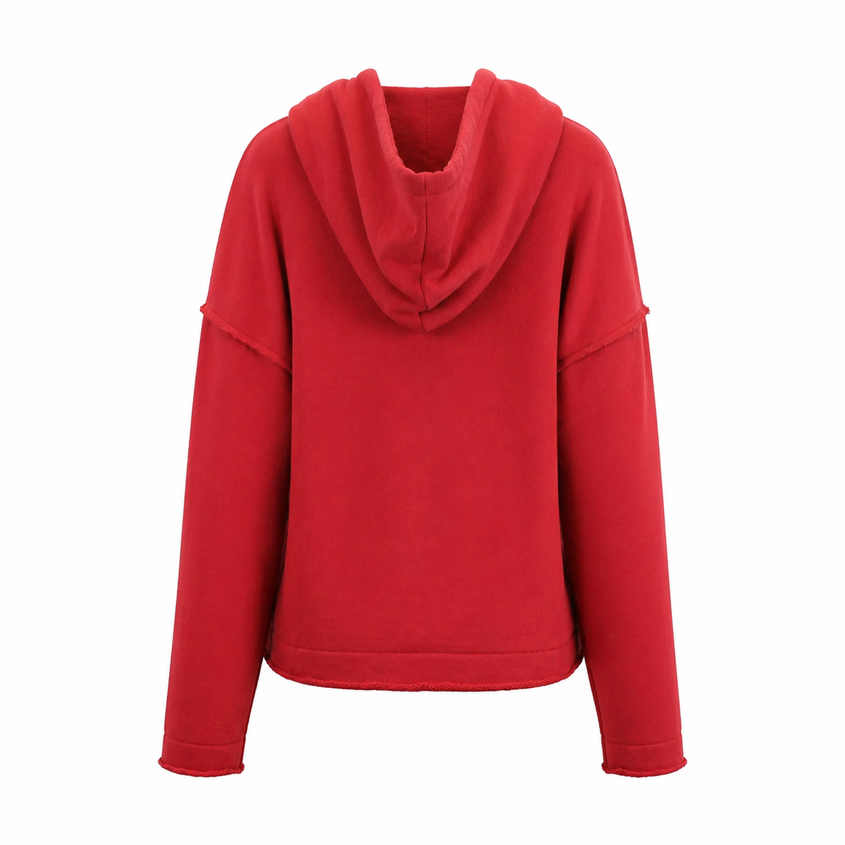 Back view of Be Fit women's Malibu Air Cotton Hoodie in Garnet Red. 