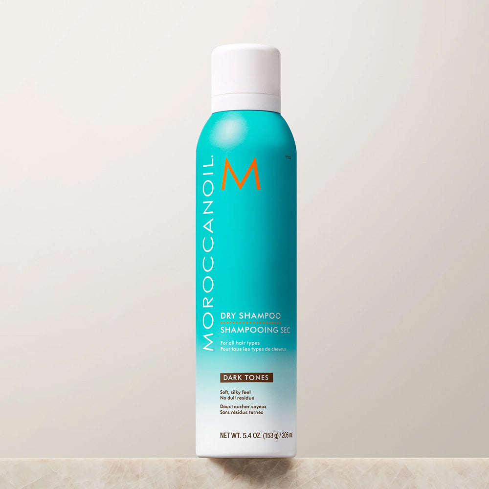 Turquoise can of Moroccanoil Dry Shampoo for Dark Tones for all hair types, 5.4 oz.