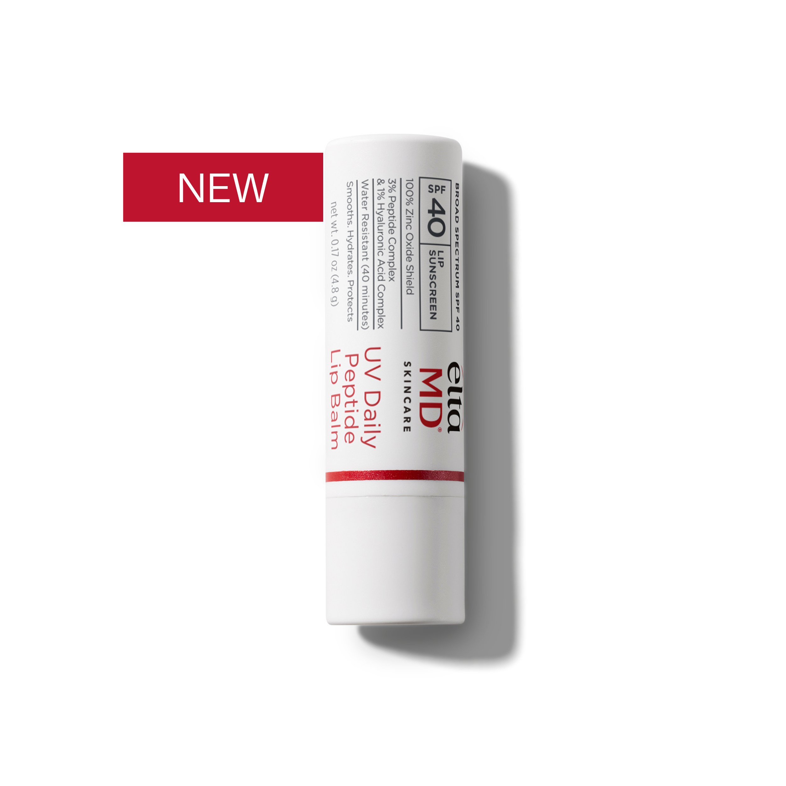EltaMD UV Daily Peptide Lip Balm SPF 40 mineral sunscreen for dry, chapped and sun-exposed lips with water-resistant protection.