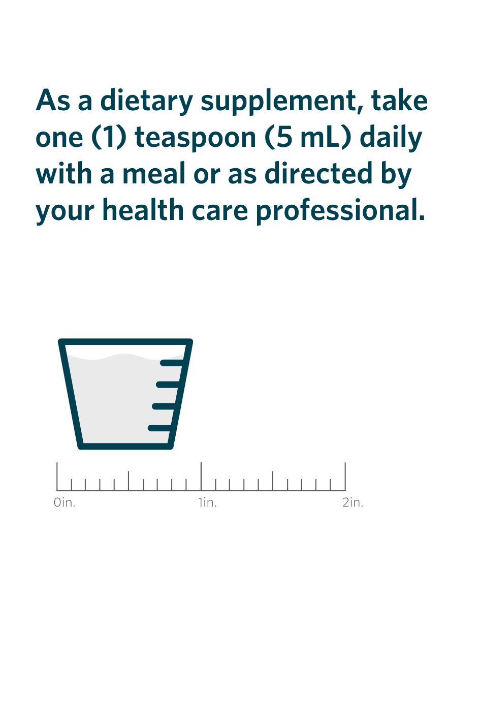 Serving directions and actual-size illustration for mango-flavored Cooper Complete Advanced Omega-3 Liquid supplement.