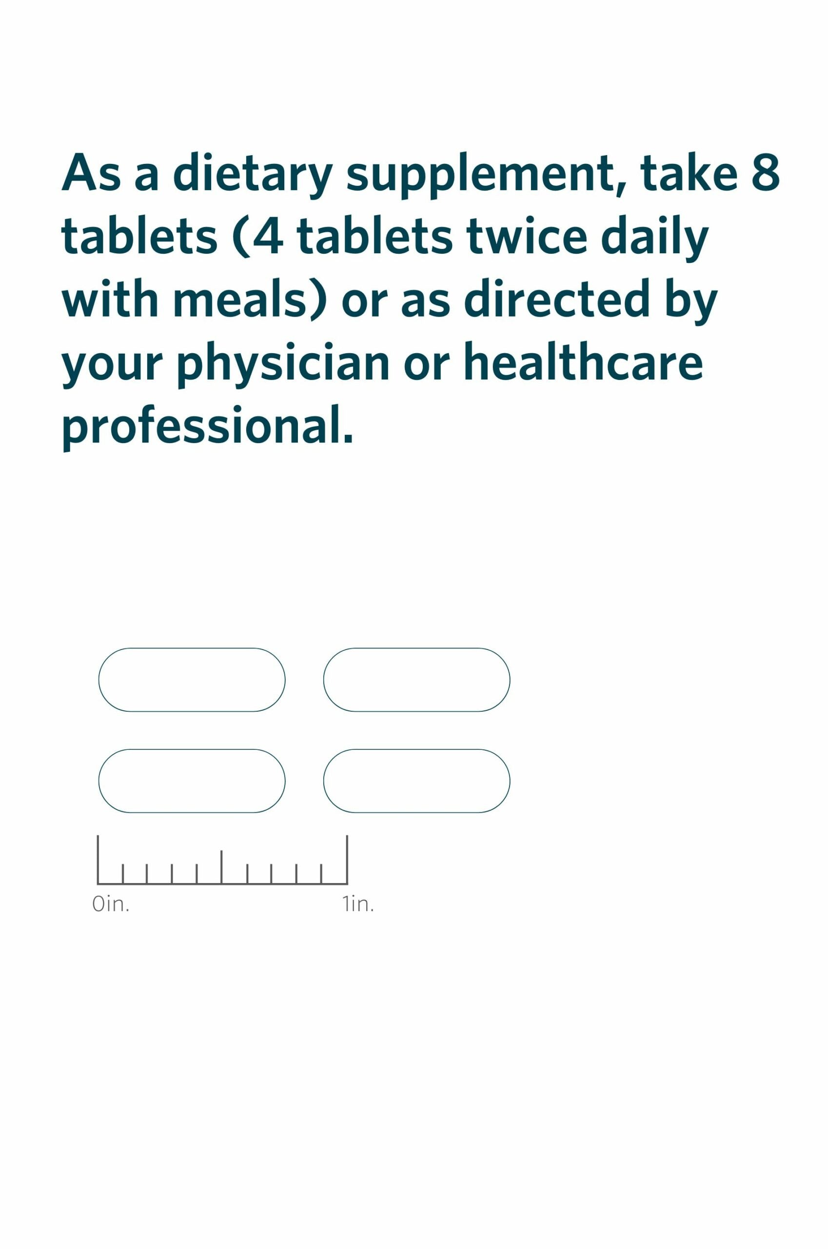 Serving directions and actual-size illustration for Cooper Complete Original Comprehensive With Iron Multivitamin.