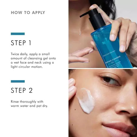 To use SkinCeuticals Purifying Cleanser, apply a small amount onto wet face and neck and rinse thoroughly. 