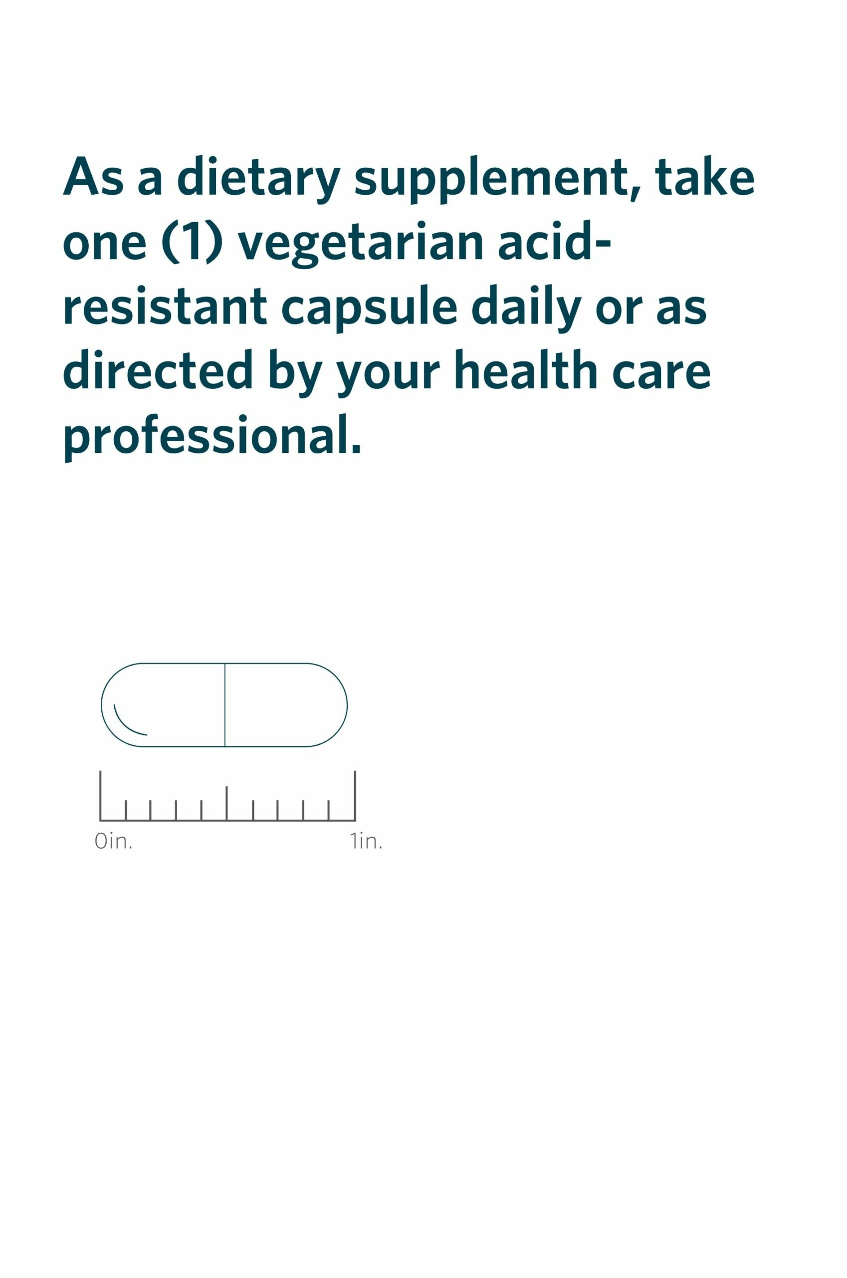 Serving directions and actual-size illustration for Cooper Complete Advanced Daily Probiotic supplement.