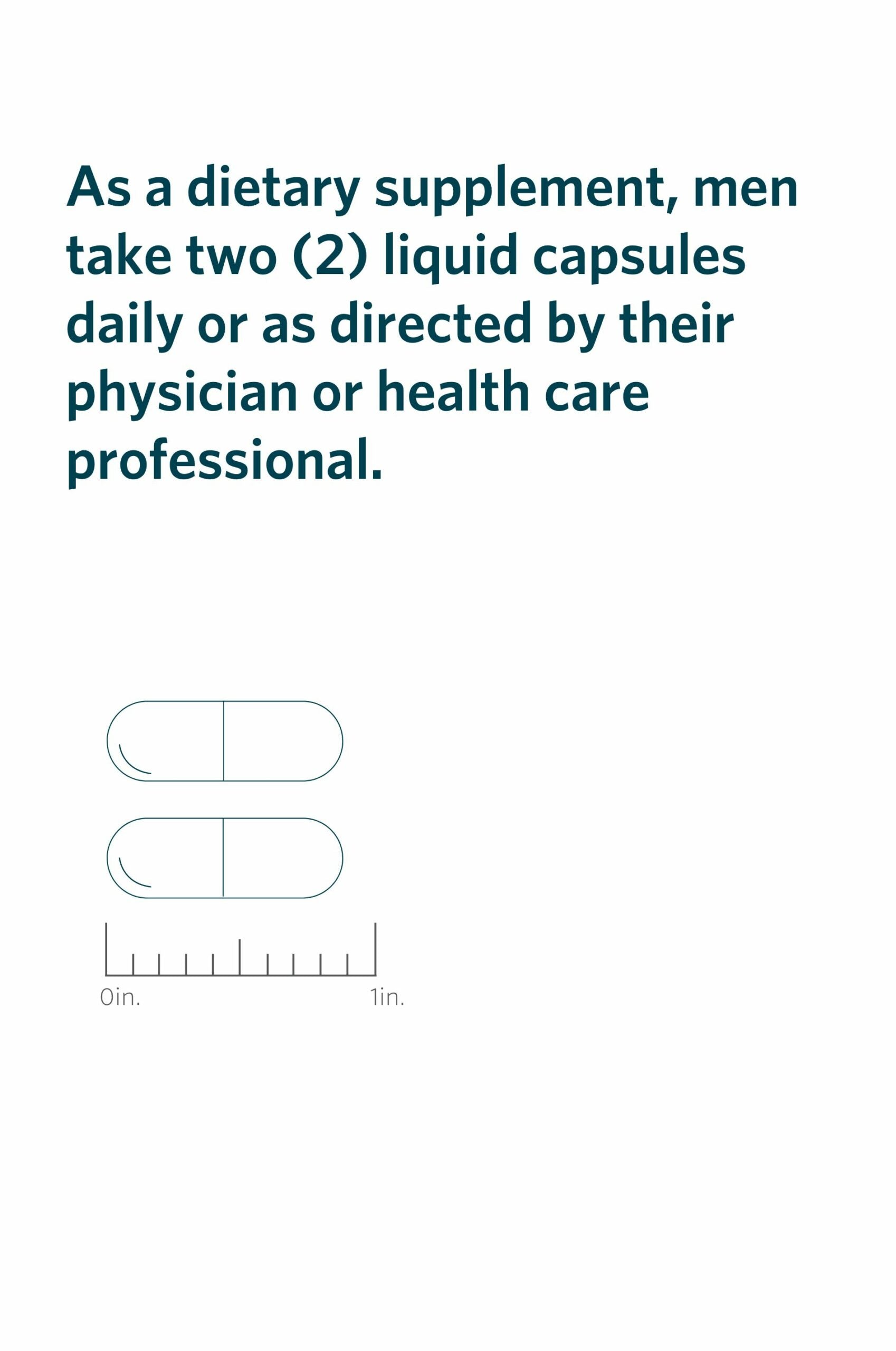 Serving directions and actual-size illustration for Cooper Complete Prostate Health supplement.