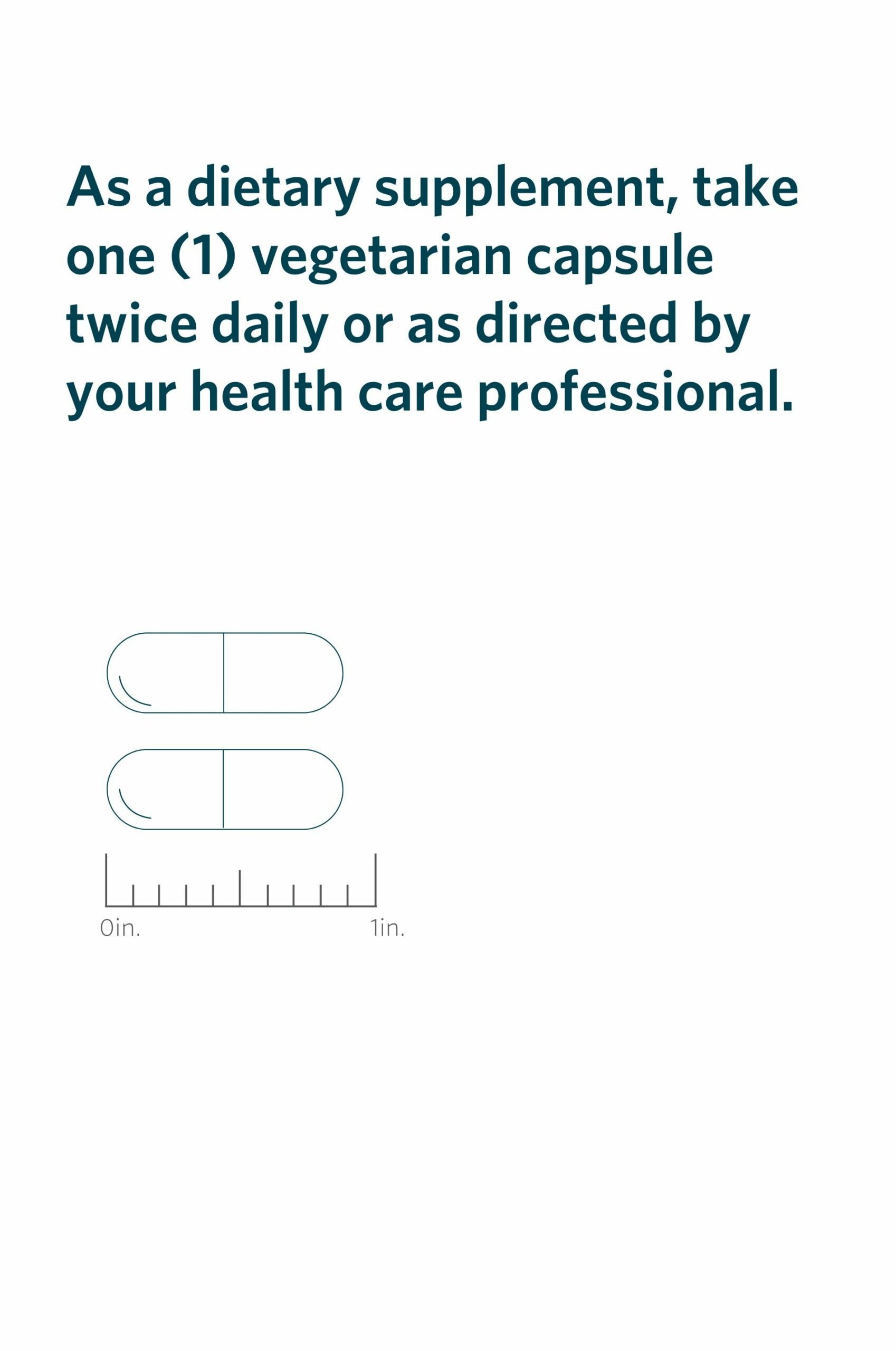 Serving directions and actual-size illustration for Cooper Complete Quercetin Complex supplement.