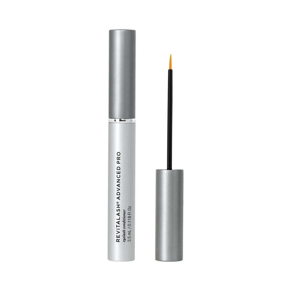 A metallic tube of RevitaLash Advanced Pro eyelash conditioner, 0.118 fl oz. 