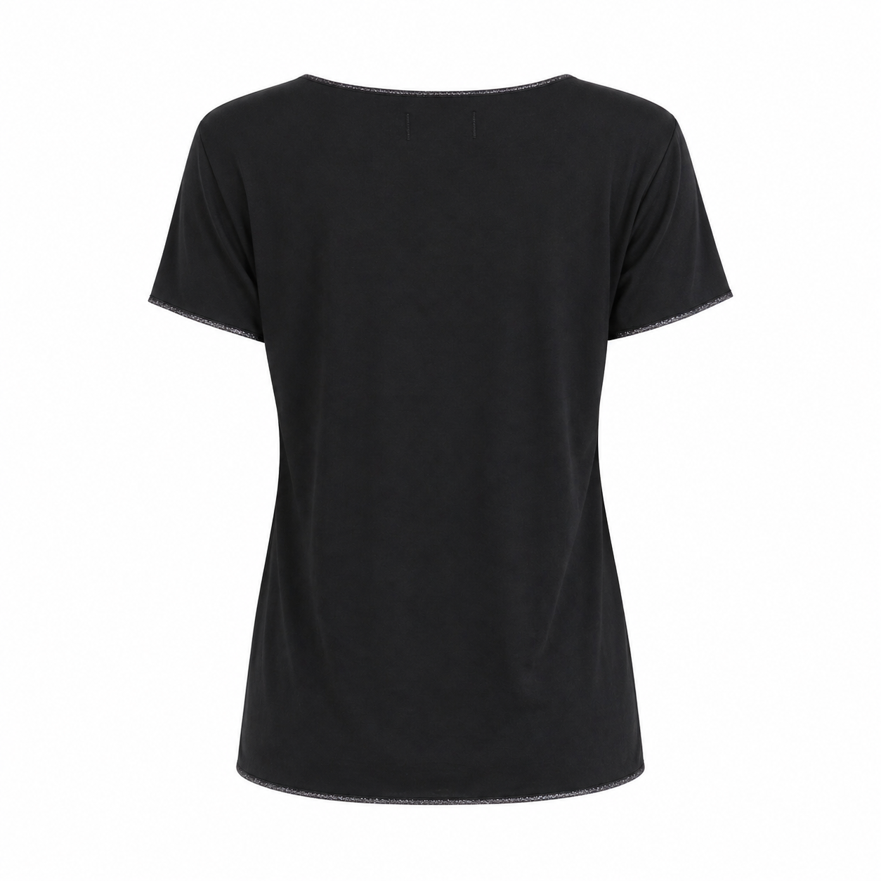 Scoop Neck Lurex Edge Trim SS Tee