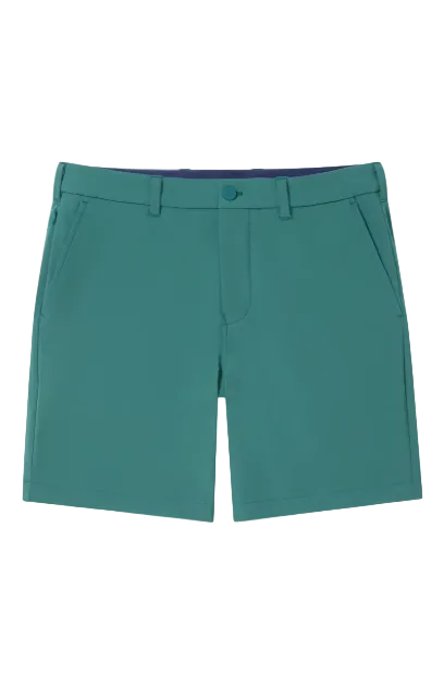 Mizzen+Main Helmsman Short in Balsam (deep green), men's lightweight performance shorts with four-way stretch for everyday comfort.
